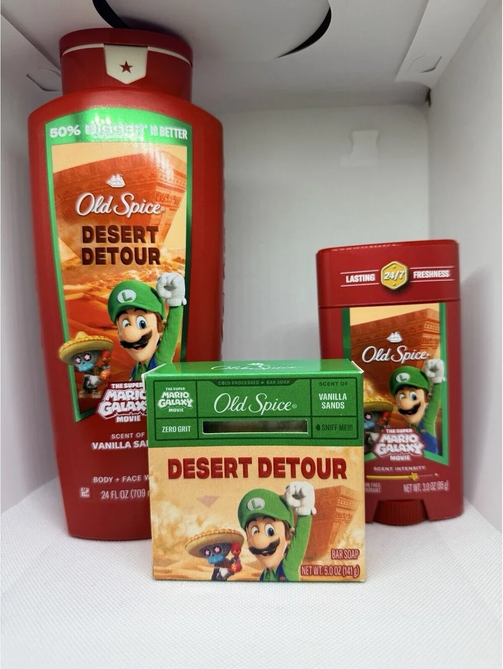 Old Spice MARIO Desert Detour Set Unisex Vanilla Sands Wash Deo Soap New